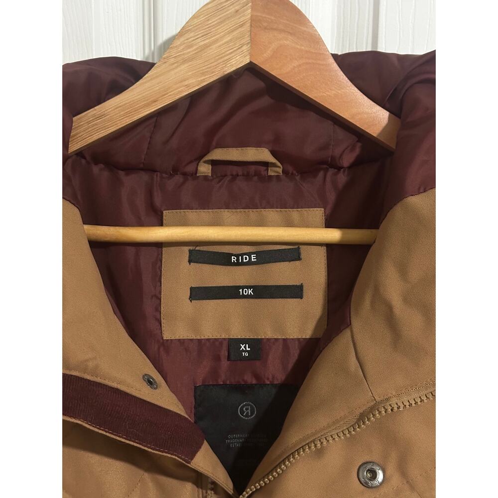 RIDE Snowboards Strata HD 10 Jacket XL Brown Tan Quilted 10K Snowboard Ski